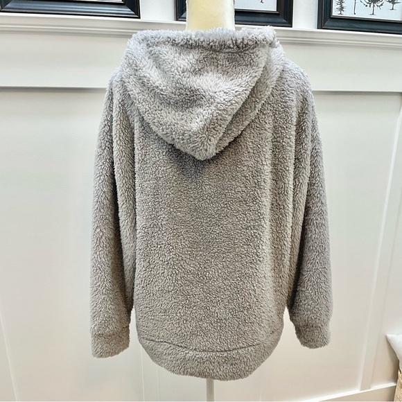 OLIVE + OAK Gray Sherpa hoodie sweatshirt Large - Picture 2 of 5